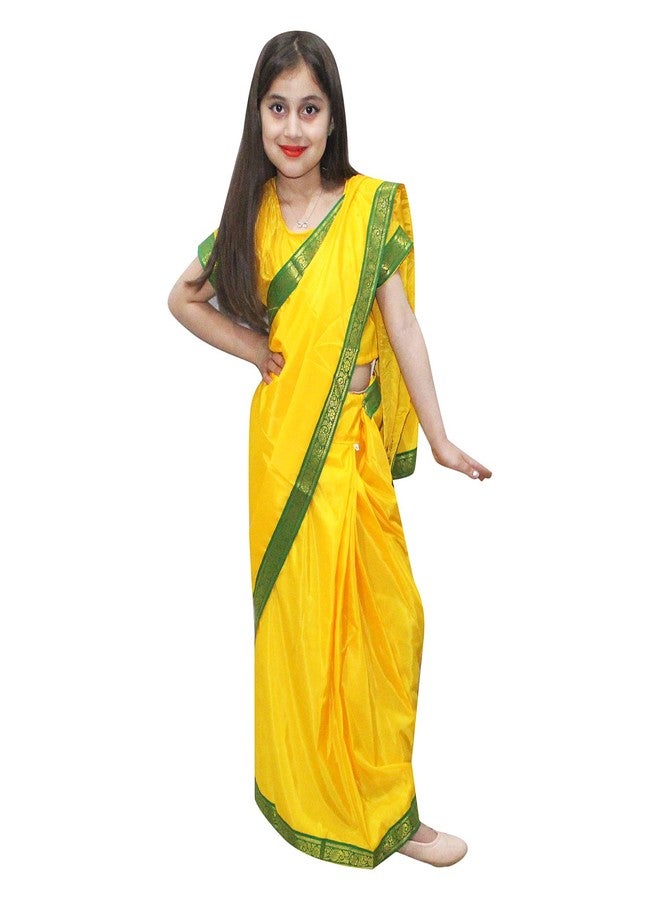 كاكو فانسي دريسيس فستان هندي فاخر من كاكو، ساري جاهز مع بلوزة - أصفر، مقاس 3-4 سنوات، للبنات، بوليستر - Image 4